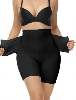 Women's Shapewear Waist Trainer Sport Pure Color Elastic Waist Shorts Daily Sleeveless Black Beige Summer Spring Fall Winter