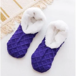 Women's Sherpa Lined Slipper Socks Non Slip Fuzzy Non-Slip Warm Fall & Winter Knit Coral Fleece Socks, Cozy Plush Floor Socks for Fall & Winter