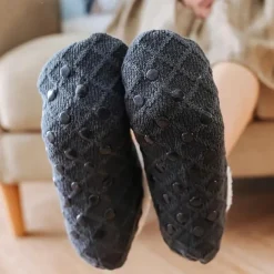 Women's Sherpa Lined Slipper Socks Non Slip Fuzzy Non-Slip Warm Fall & Winter Knit Coral Fleece Socks, Cozy Plush Floor Socks for Fall & Winter