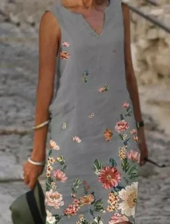 Women's Shift Dress Tank Dress Print Dress Active Fashion Streetwear Outdoor Vacation Street Loose Fit Sleeveless V Neck Black White Pink Blue Summer Spring