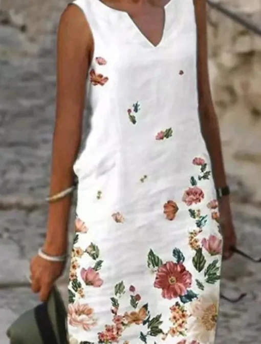 Women's Shift Dress Tank Dress Print Dress Active Fashion Streetwear Outdoor Vacation Street Loose Fit Sleeveless V Neck Black White Pink Blue Summer Spring