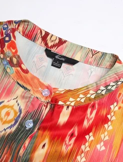 Women's Shirt Basic Buttons Print Long Sleeve Regular Tops Casual Pink Blue Green Spring Fall