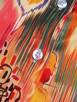 Women's Shirt Basic Buttons Print Long Sleeve Regular Tops Casual Pink Blue Green Spring Fall