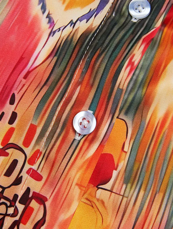 Women's Shirt Basic Buttons Print Long Sleeve Regular Tops Casual Pink Blue Green Spring Fall