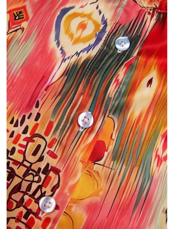 Women's Shirt Basic Buttons Print Long Sleeve Regular Tops Casual Pink Blue Green Spring Fall