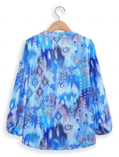 Women's Shirt Basic Buttons Print Long Sleeve Regular Tops Casual Pink Blue Green Spring Fall