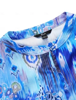 Women's Shirt Basic Buttons Print Long Sleeve Regular Tops Casual Pink Blue Green Spring Fall