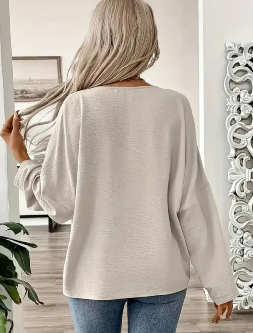 Women's Shirt Blouse Cotton Linen Shirts Solid Color Elegant Stylish Casual Long Sleeve V Neck Regular Tops Daily Holiday Going out Buttons Beige Summer Spring Fall
