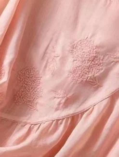 Women's Shirt Blouse Cotton Linen Shirts Solid Color Basic Casual 3/4 Length Sleeve Crew Neck Regular Tops Daily Embroidered White Pink Blue Khaki Summer Spring
