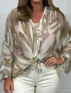 Women's Shirt Blouse Floral Stylish Casual Long Sleeve V Neck Regular Tops Daily Buttons Print Black Red Blue Khaki Spring Fall