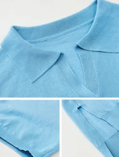 Women's Shirt Blouse Solid Color Basic Casual 3/4 Length Sleeve Shirt Collar Regular Tops Daily Yellow Blue Beige Summer Spring Fall