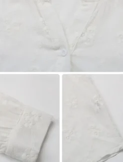 Women's Shirt Blouse Solid Color Stylish Casual Long Sleeve Notched Neck Regular Tops Daily Lace Patchwork White Summer Spring