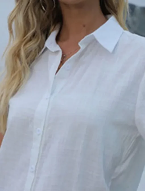 Women's Shirt Blouse Solid Color Daily Stylish Casual Short Sleeve Shirt Collar Regular Tops Daily Linen Like Buttons Black White Pink Gray Summer Spring