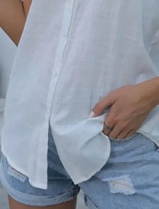Women's Shirt Blouse Solid Color Daily Stylish Casual Short Sleeve Shirt Collar Regular Tops Daily Linen Like Buttons Black White Pink Gray Summer Spring