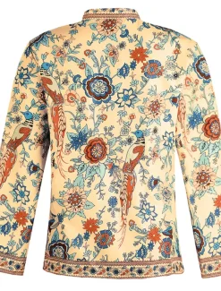 Women's Shirt Blouse Yellow Pink Dusty Rose Graphic Floral Button Print Long Sleeve Daily Holiday Vintage Boho Streetwear Round Neck Regular Boho S