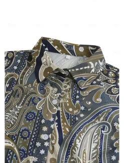 Women's Shirt Button Down Tunic Shirt Collar Long Sleeve Elegant Vintage Fashion Paisley s Print Regular Tops Casual Daily Holiday Blue Spring Fall
