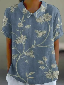 Women's Shirt Floral Bohemia Daily Stylish Long Sleeve Shirt Collar Regular Tops Daily Buttons Print Sage Green Pink Blue Khaki Summer Spring