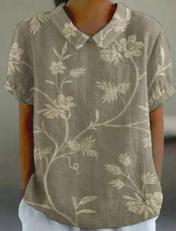 Women's Shirt Floral Bohemia Daily Stylish Long Sleeve Shirt Collar Regular Tops Daily Buttons Print Sage Green Pink Blue Khaki Summer Spring