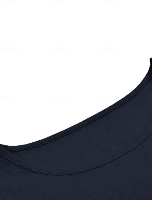 Women's Shirt Linen-Inspired Shirts Blouse Solid Color Stylish Casual 3/4 Length Sleeve Crew Neck Regular Tops Daily Pocket Black Khaki Summer