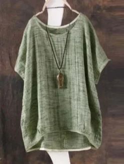 Women's Shirt Solid Color Basic Casual Short Sleeve Crew Neck Regular Tops Daily Red Green Khaki Summer