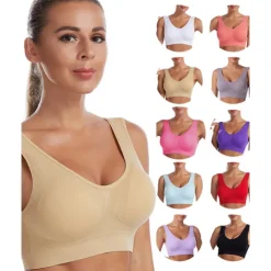 Women's Shockproof Sports Bra Light Support Plus Size Bralette Removable Pad Nylon Spandex Yoga Fitness Gym Workout 10 Colors Breathable Lightweight Soft Padded Home Outfits
