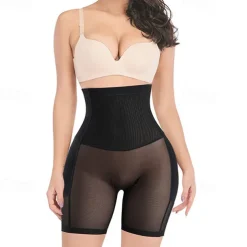 Women's Short Leggings Mesh Butt Lift High Waist Yoga Shorts Black Beige Sports Activewear Stretchy Slim