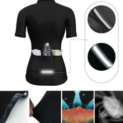 Women's Short Sleeve Cycling Jersey with Shorts Triathlon Tri Suit Summer Polyester Black / Yellow Black / Orange Red / Silver Bike Clothing Suit Breathable Quick Dry Back Pocket Sweat wicking Sports