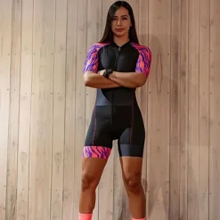 Women's Short Sleeve Cycling Jersey with Shorts Triathlon Tri Suit Summer Polyester Black / Yellow Black / Orange Red / Silver Bike Clothing Suit Breathable Quick Dry Back Pocket Sweat wicking Sports