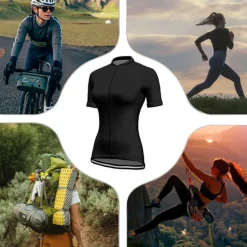 Women's Short Sleeve Cycling Jersey with Shorts Triathlon Tri Suit Summer Polyester Black / Yellow Black / Orange Red / Silver Bike Clothing Suit Breathable Quick Dry Back Pocket Sweat wicking Sports