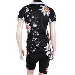 Women's Short Sleeve Cycling Jersey with Shorts Summer Nylon Elastane Polyester White Black Floral Botanical Funny Bike Shorts Jersey Padded Shorts / Chamois Waterproof 3D Pad Breathable Ultraviolet