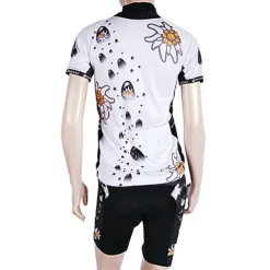 Women's Short Sleeve Cycling Jersey with Shorts Summer Nylon Elastane Polyester White Black Floral Botanical Funny Bike Shorts Jersey Padded Shorts / Chamois Waterproof 3D Pad Breathable Ultraviolet