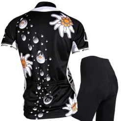 Women's Short Sleeve Cycling Jersey with Shorts Summer Nylon Elastane Polyester White Black Floral Botanical Funny Bike Shorts Jersey Padded Shorts / Chamois Waterproof 3D Pad Breathable Ultraviolet