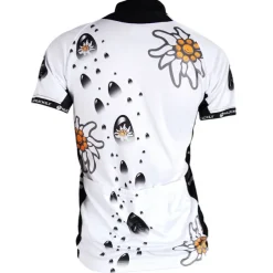 Women's Short Sleeve Cycling Jersey with Shorts Summer Nylon Elastane Polyester White Black Floral Botanical Funny Bike Shorts Jersey Padded Shorts / Chamois Waterproof 3D Pad Breathable Ultraviolet