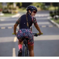 Women's Short Sleeve Triathlon Tri Suit Cycling Jersey with Shorts 3D Pad Summer Spandex Polyester Polka Dot Plaid Checkered Bike Clothing Suit Breathable Quick Dry Moisture Black / Red Green Black
