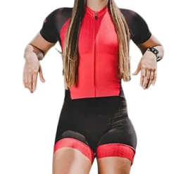Women's Short Sleeve Triathlon Tri Suit Cycling Jersey with Shorts 3D Pad Summer Spandex Polyester Polka Dot Plaid Checkered Bike Clothing Suit Breathable Quick Dry Moisture Black / Red Green Black