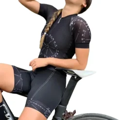 Women's Short Sleeve Triathlon Tri Suit Cycling Jersey with Shorts 3D Pad Summer Spandex Polyester Polka Dot Plaid Checkered Bike Clothing Suit Breathable Quick Dry Moisture Black / Red Green Black