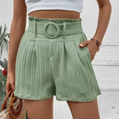 Women's Shorts Casual Daily Short Plain Side Pockets Breathability Comfortable Micro-elastic Going out Weekend Green Summer Regular Fit