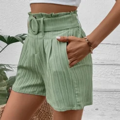 Women's Shorts Casual Daily Short Plain Side Pockets Breathability Comfortable Micro-elastic Going out Weekend Green Summer Regular Fit