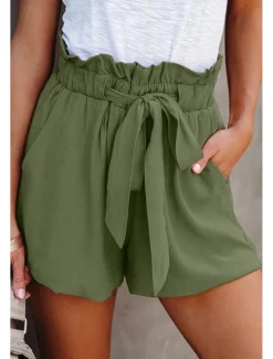 Women's Shorts Casual Daily Short Plain Drawstring Side Pockets Breathability Comfortable Inelastic Weekend Black Blue Green Khaki Summer Regular Fit