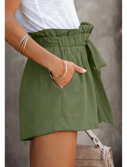 Women's Shorts Casual Daily Short Plain Drawstring Side Pockets Breathability Comfortable Inelastic Weekend Black Blue Green Khaki Summer Regular Fit