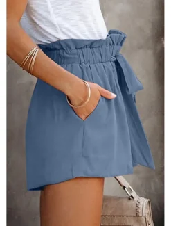 Women's Shorts Casual Daily Short Plain Drawstring Side Pockets Breathability Comfortable Inelastic Weekend Black Blue Green Khaki Summer Regular Fit