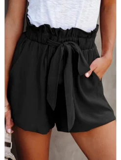 Women's Shorts Casual Daily Short Plain Drawstring Side Pockets Breathability Comfortable Inelastic Weekend Black Blue Green Khaki Summer Regular Fit