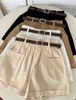 Women's Shorts Casual Daily Short Plain Side Pockets Breathability Comfortable Micro-elastic Weekend Black White Khaki Apricot Summer Regular Fit