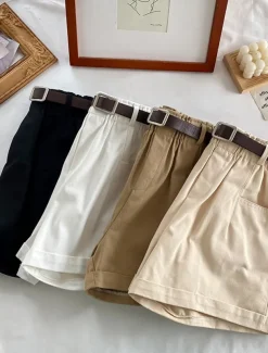 Women's Shorts Casual Daily Short Plain Side Pockets Breathability Comfortable Micro-elastic Weekend Black White Khaki Apricot Summer Regular Fit