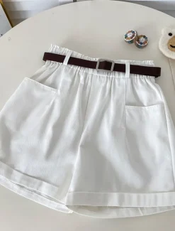 Women's Shorts Casual Daily Short Plain Side Pockets Breathability Comfortable Micro-elastic Weekend Black White Khaki Apricot Summer Regular Fit