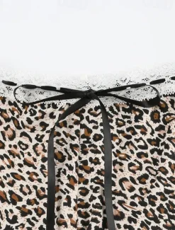 Women's Shorts Chinos Vacation Vintage Streetwear Short High Waist Leopard Lace Printing Comfy Soft Comfortable Micro-elastic Outdoor Street Brown Summer Regular Fit