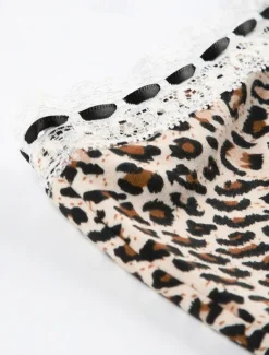 Women's Shorts Chinos Vacation Vintage Streetwear Short High Waist Leopard Lace Printing Comfy Soft Comfortable Micro-elastic Outdoor Street Brown Summer Regular Fit