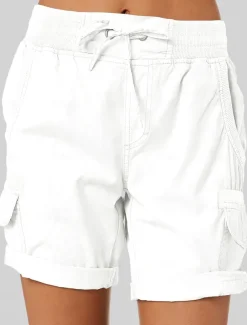 Women's Shorts Cotton Blend Plain Short White Summer