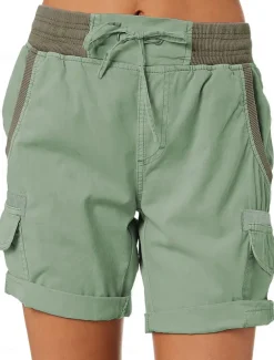 Women's Shorts Cotton Blend Plain Short White Summer