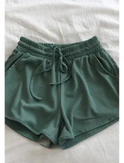 Women's Shorts Slacks Casual Short Natural Plain Pocket Elastic Drawstring Design Breathability Soft Micro-elastic Street Casual Grey Black White Dark Navy Summer Regular Fit